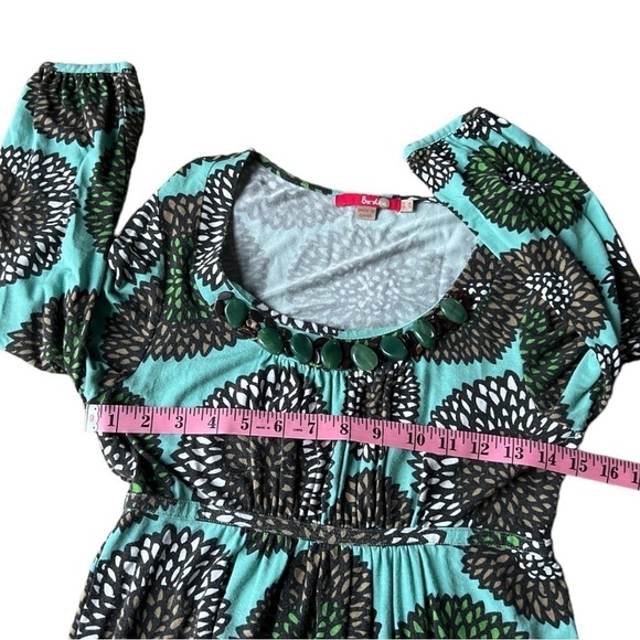 Boden Women’s Teal Floral Beaded Scoop Neck Viscose Blend Statement Dress, Small - Picture 12 of 14